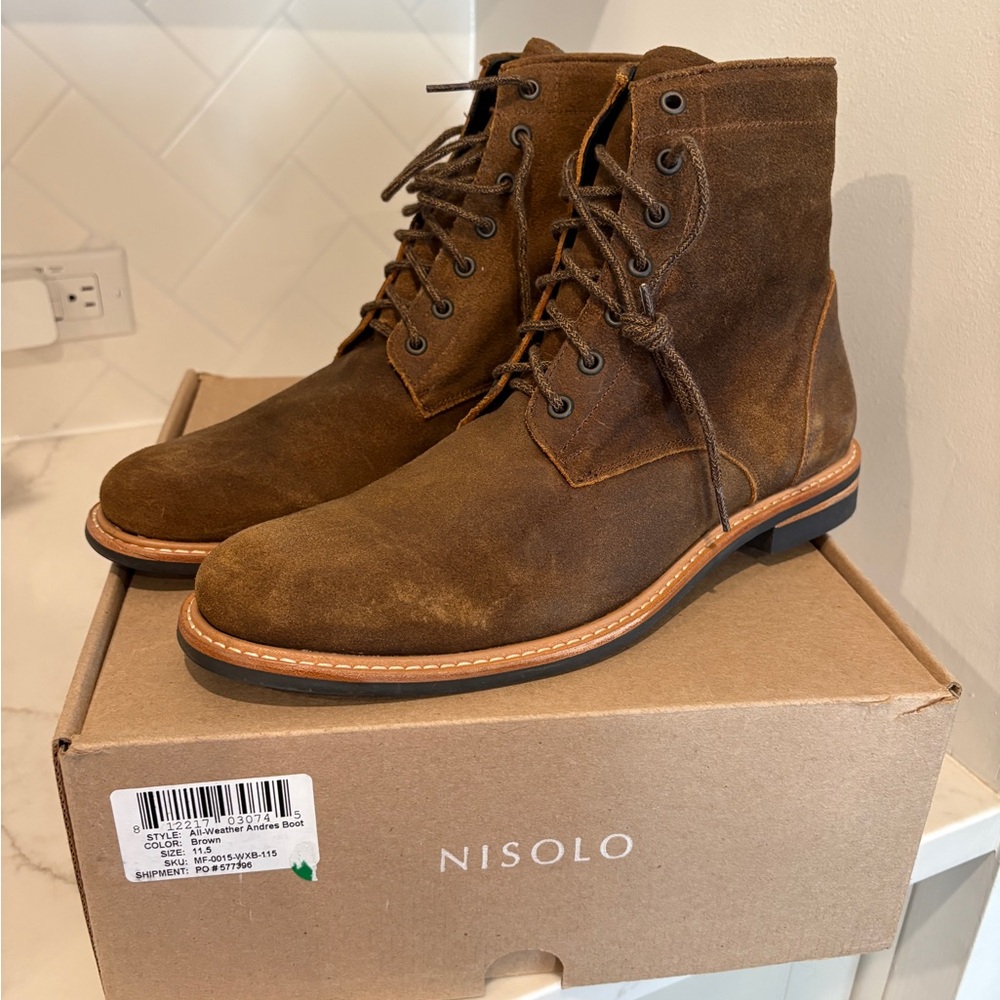Nisolo Men's Rich Brown Lace-Up Boots